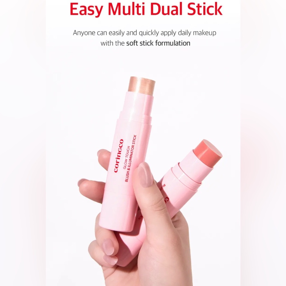 BNIB Coringco Kbeauty Glow Touch Blush & Illuminator Stick - Rosy Pink - Picture 12 of 12